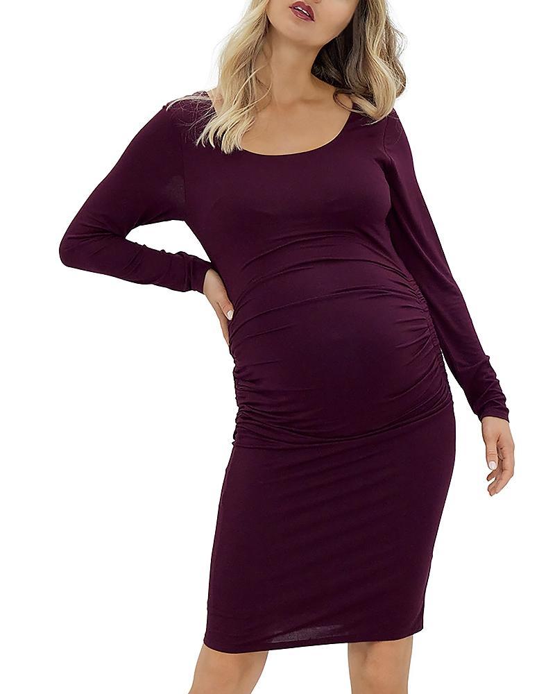 Ingrid & Isabel Side Ruched Long Sleeve Maternity Body-Con Dress Product Image