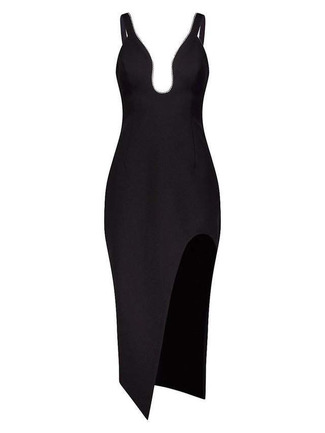 BCBGMAXAZRIA Halter Dress with High Slit (Black) Women's Dress Product Image