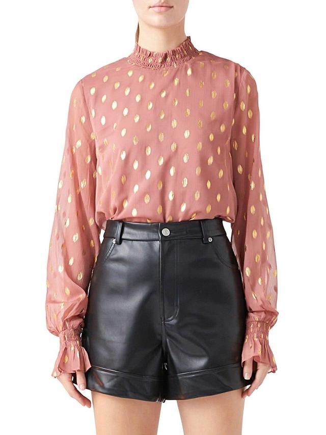 Womens Polka Dot Chiffon Blouse Product Image