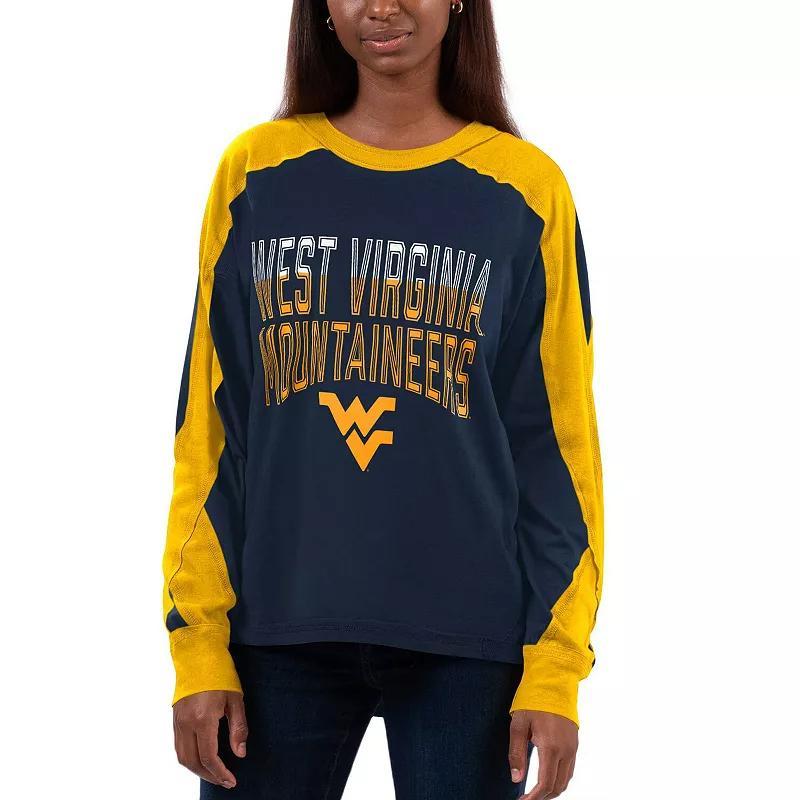 Womens G-III 4Her by Carl Banks /Gold West Virginia Mountaineers Smash Oversized Long Sleeve T-Shirt Blue Product Image