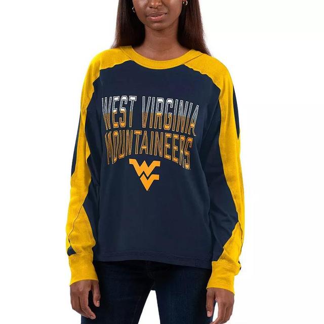 Womens G-iii 4Her by Carl Banks Navy West Virginia Mountaineers Smash Oversized Long Sleeve T-shirt - Navy Product Image