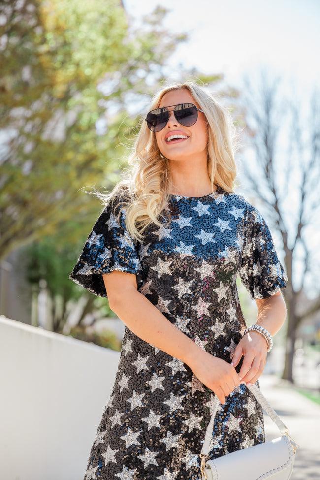 Just Be Honest Sequin Star T-Shirt Dress Product Image