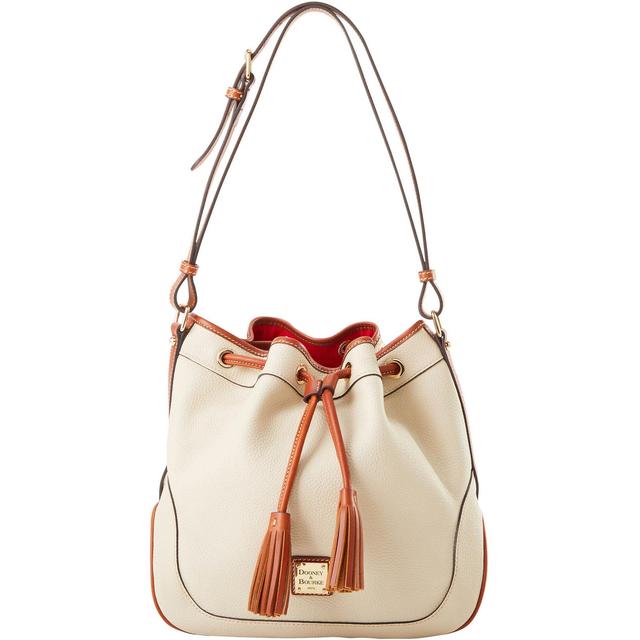 Dooney & Bourke Womens Pebble Grain Drawstring Leather Shoulder Bag in Bone Product Image