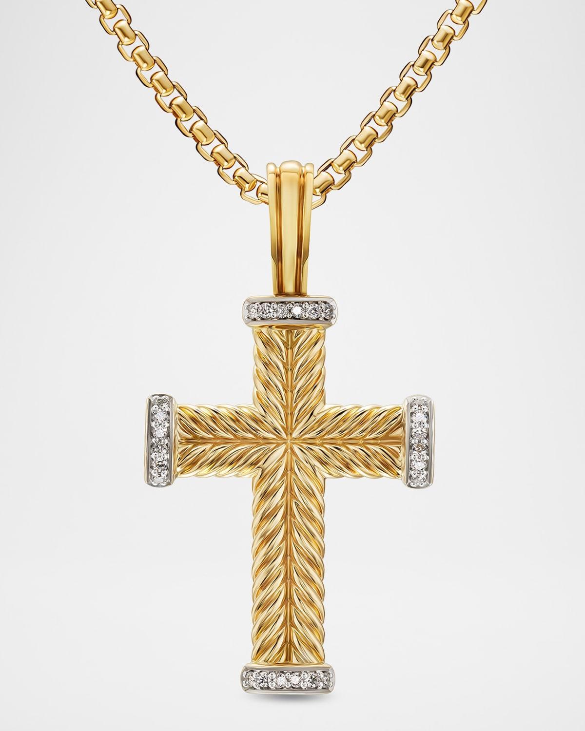 Mens Chevron Cross Enhancer with Diamonds in 18K Yellow Gold, 23.5mm Product Image