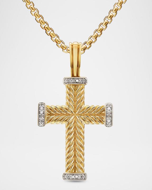 Men's Chevron Cross Enhancer with Diamonds in 18K Yellow Gold, 23.5mm Product Image