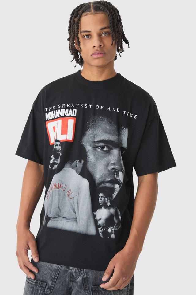 Oversized Muhammad Ali License Print T-Shirt | boohooMAN USA Product Image