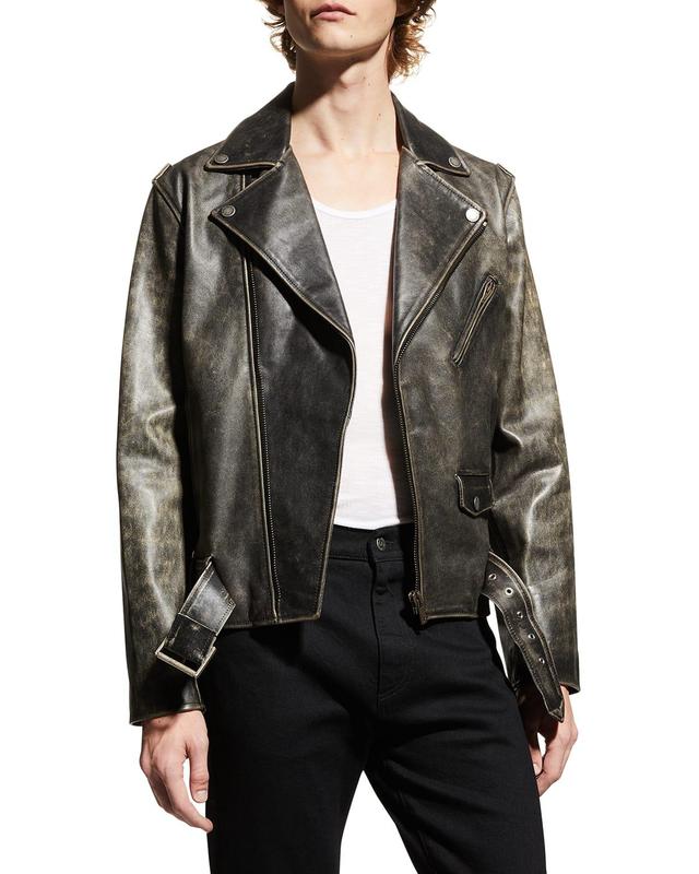 Golden Goose Distressed Leather Moto Jacket Product Image