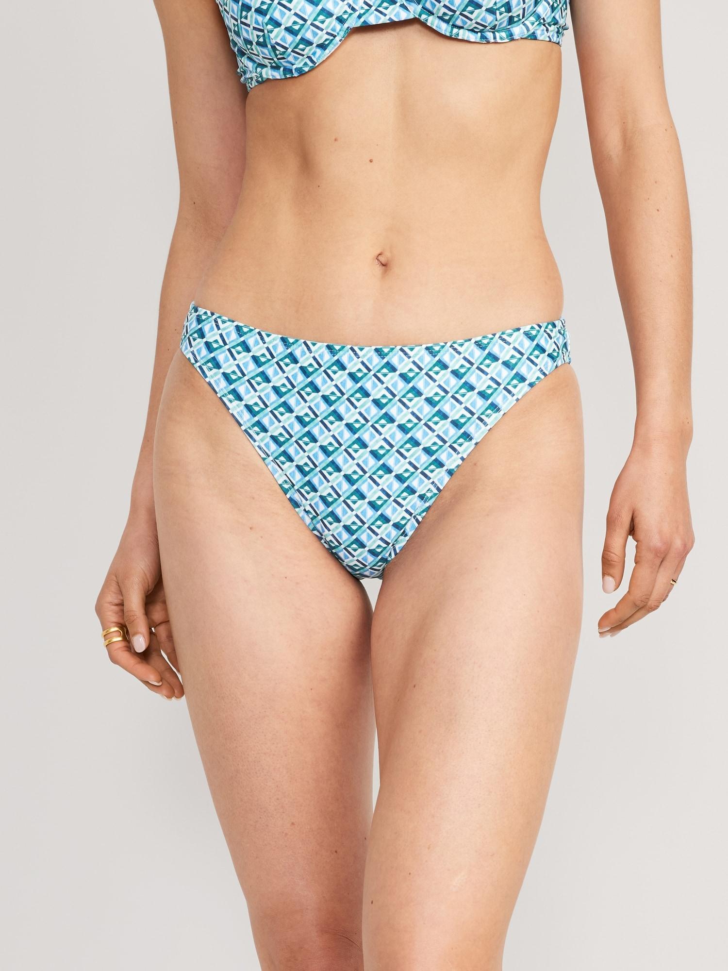 Old Navy High-Waisted Printed French-Cut Bikini Swim Bottoms for Women - Blue Geo - female - Size: XL Product Image