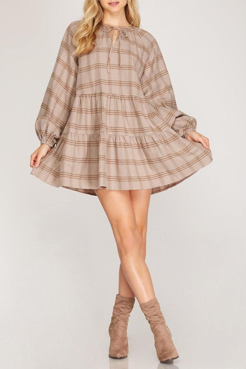 Checkered Tiered Dress Product Image