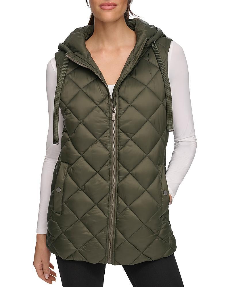 Andrew Marc Womens Cire Hooded Quilted Vest - Twine Product Image