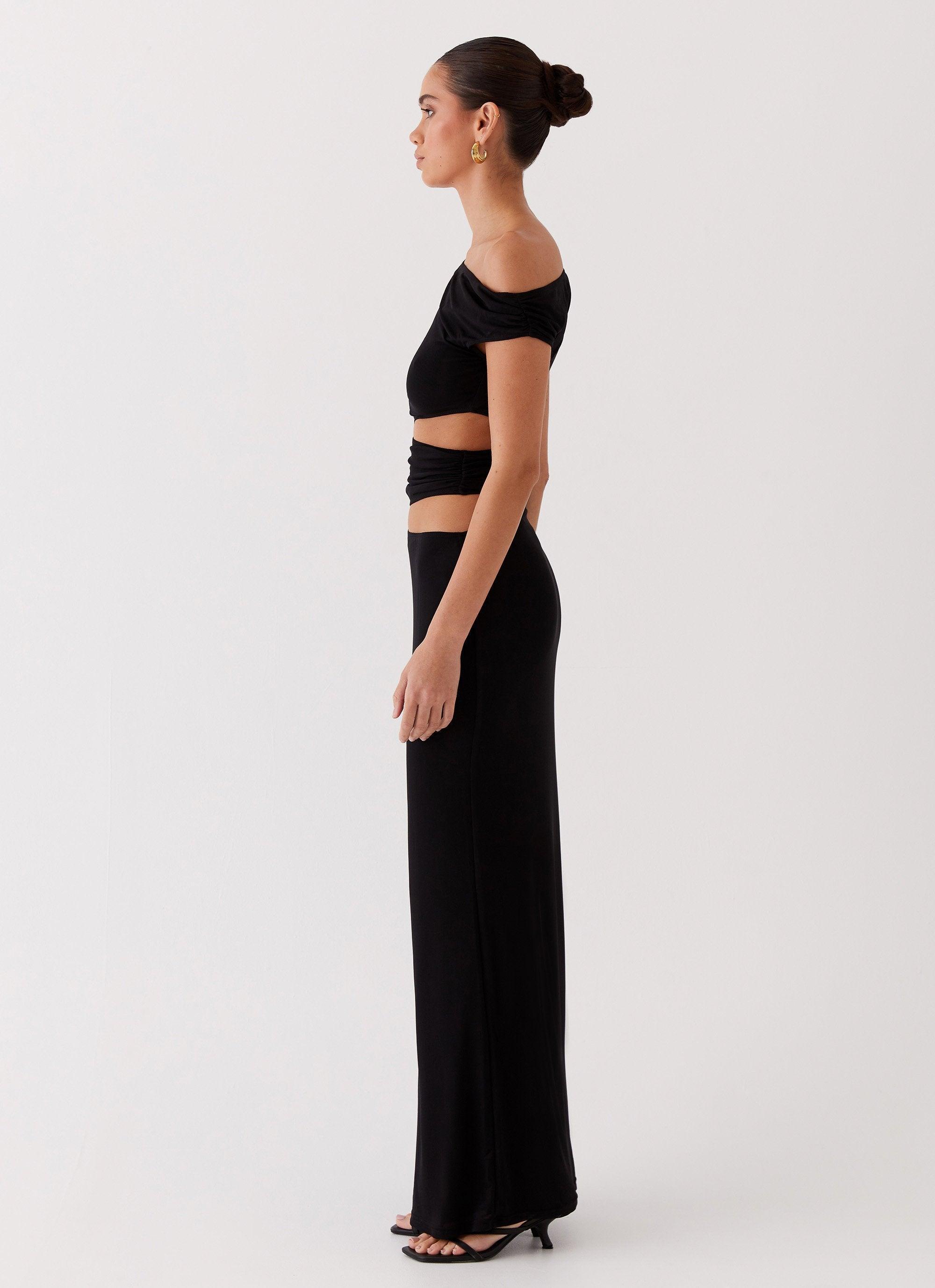 Margot One Shoulder Maxi Dress - Black Product Image