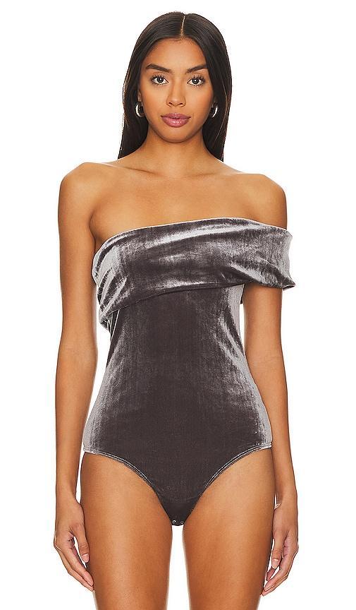 Womens Bree Velvet Asymmetric Bodysuit Product Image