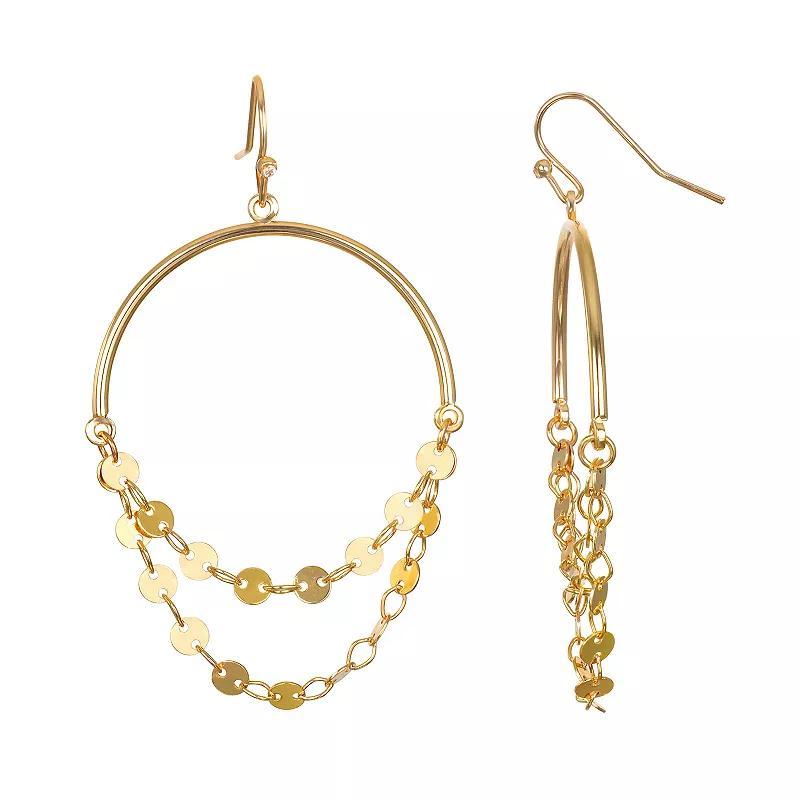 Emberly Gold Tone Half Hoop 2 Part Chain Drop Earrings, Womens, None Product Image