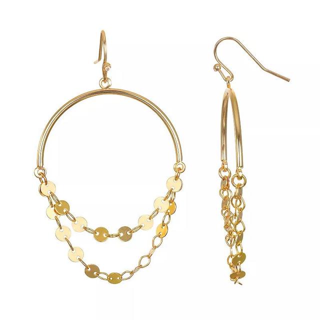 Emberly Gold Tone Half Hoop 2 Part Chain Drop Earrings, Womens, None Product Image