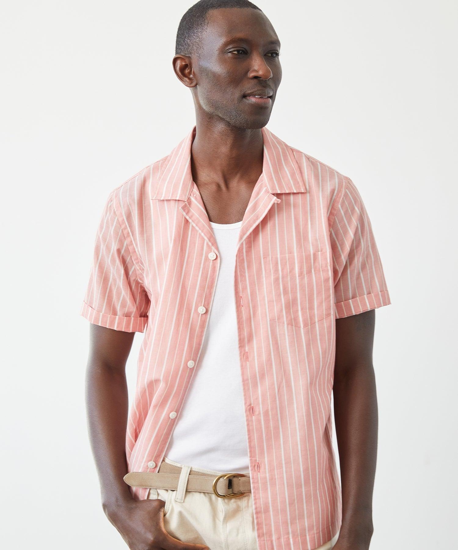 Summerweight Cafe Shirt in Red Stripe Shirt Product Image