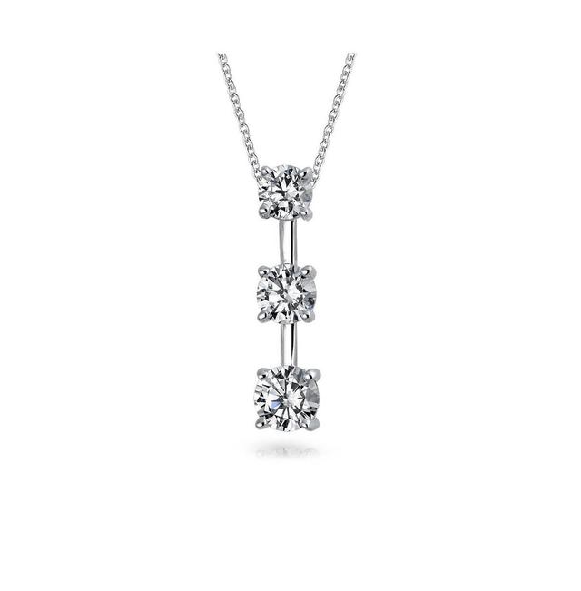 Bling Jewelry Traditional 2.5CT Solitaire Round Cubic Zirconia Past Present Future Pendant Necklace For Women Wife .925 Sterling Silver Product Image