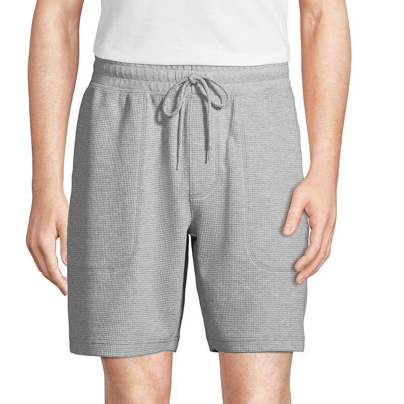 Mens Lands End Waffle Pajama Shorts Pale Grey Blue Product Image