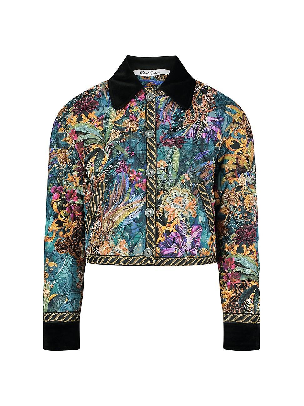 Womens Jessa Floral Quilted Cropped Jacket Product Image