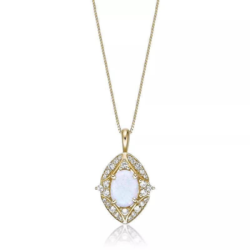 Gemminded 2 Micron Lab-Created Opal & Lab-Created White Sapphire Pendant Necklace, Womens Product Image