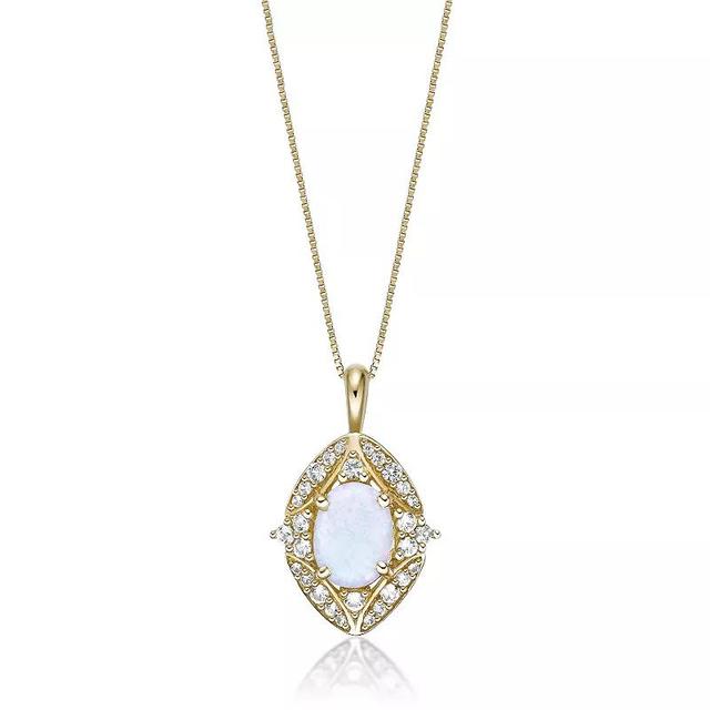 Gemminded 2 Micron Lab-Created Opal & Lab-Created White Sapphire Pendant Necklace, Womens Product Image