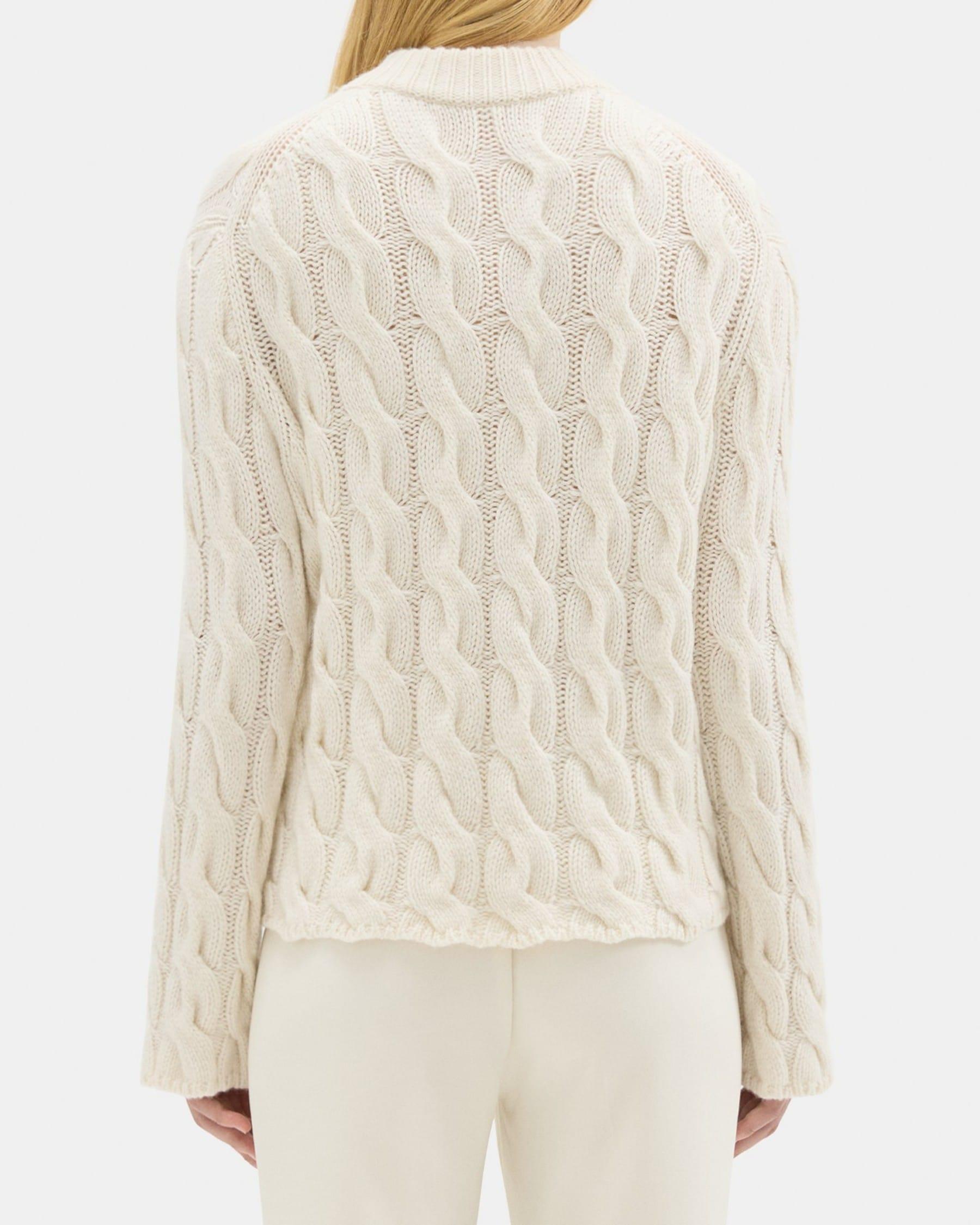 Cable Knit Mock Neck Sweater in Felted Wool-Cashmere Product Image