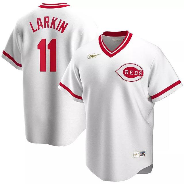 Mens Nike Barry Larkin White Cincinnati Reds Home Cooperstown Collection Player Jersey Product Image