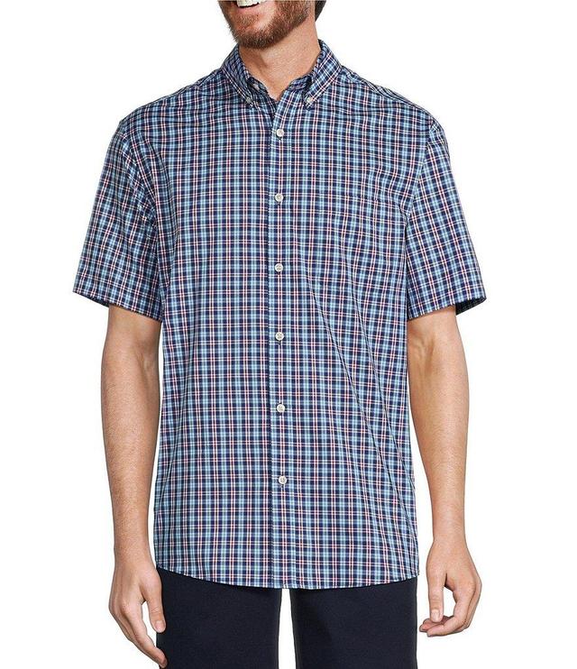 Roundtree & Yorke TravelSmart Short Sleeve Multi Plaid Poplin Sport Shirt Product Image