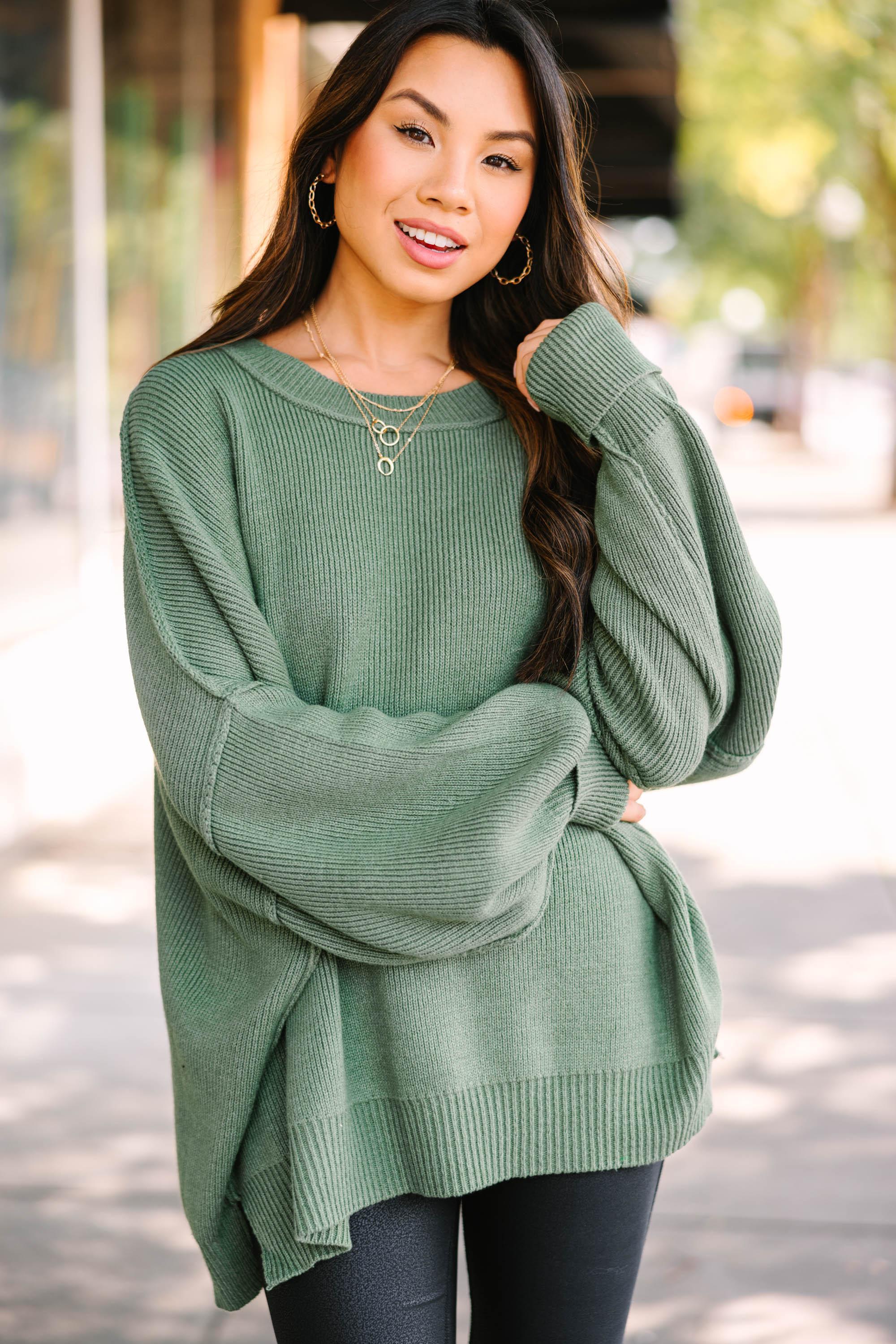 Give You Joy Light Olive Green Dolman Sweater Female Product Image