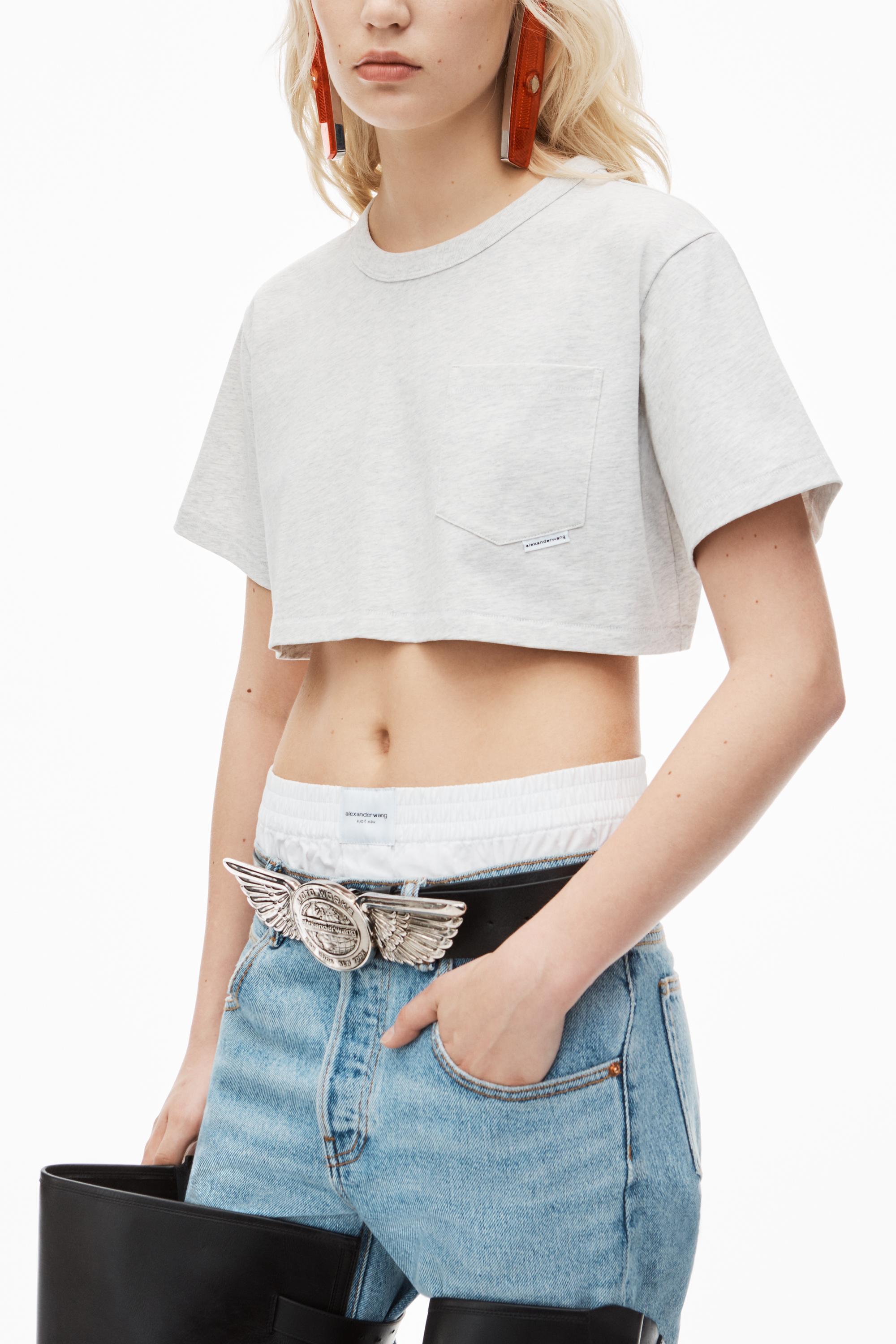 Cropped Pocket Tee In High Twist Jersey Product Image