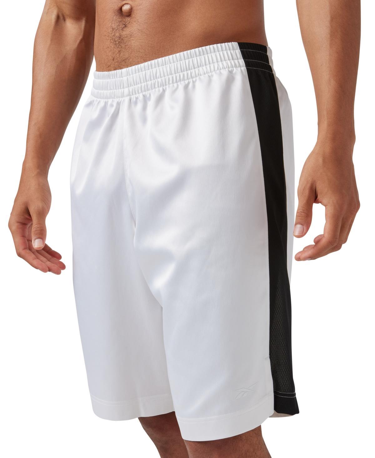 Reebok Mens Regular-Fit Mesh-Panel Satin Basketball Shorts Product Image