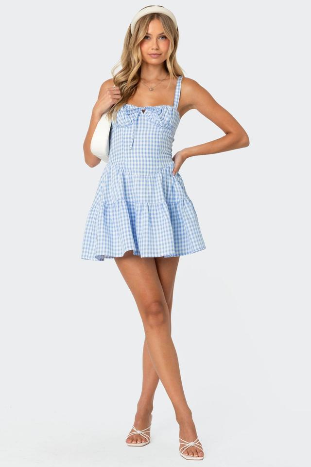 Basil Cupped Gingham Mini Dress Product Image