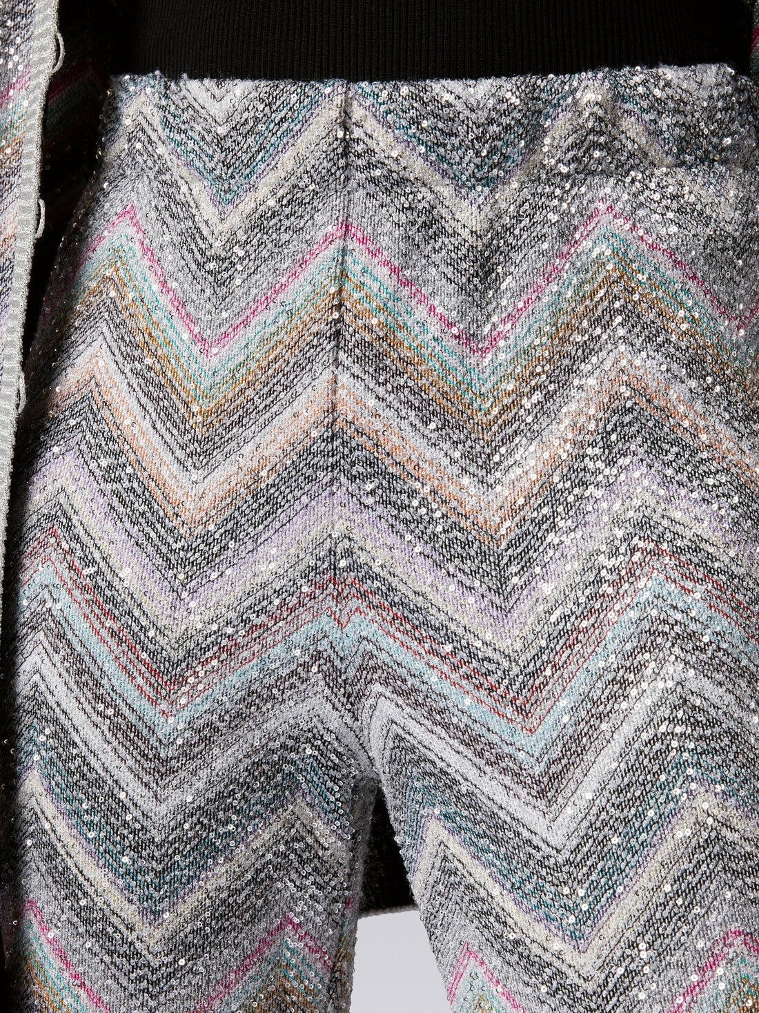 Flared trousers in zigzag knit with sequins Multicoloured | Missoni Product Image