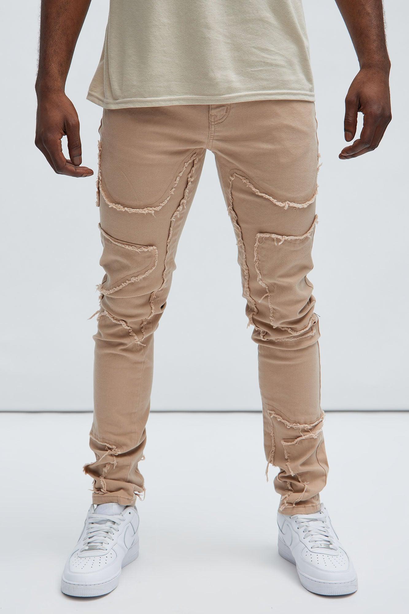 Got Your Back Patched Stacked Skinny Jeans - Taupe Product Image