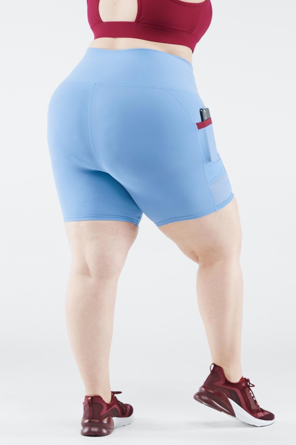 Fabletics On-the-Go Ultra High-Waisted 7 Short Womens Surf Blue/Cherry Burst plus Size 4X Product Image