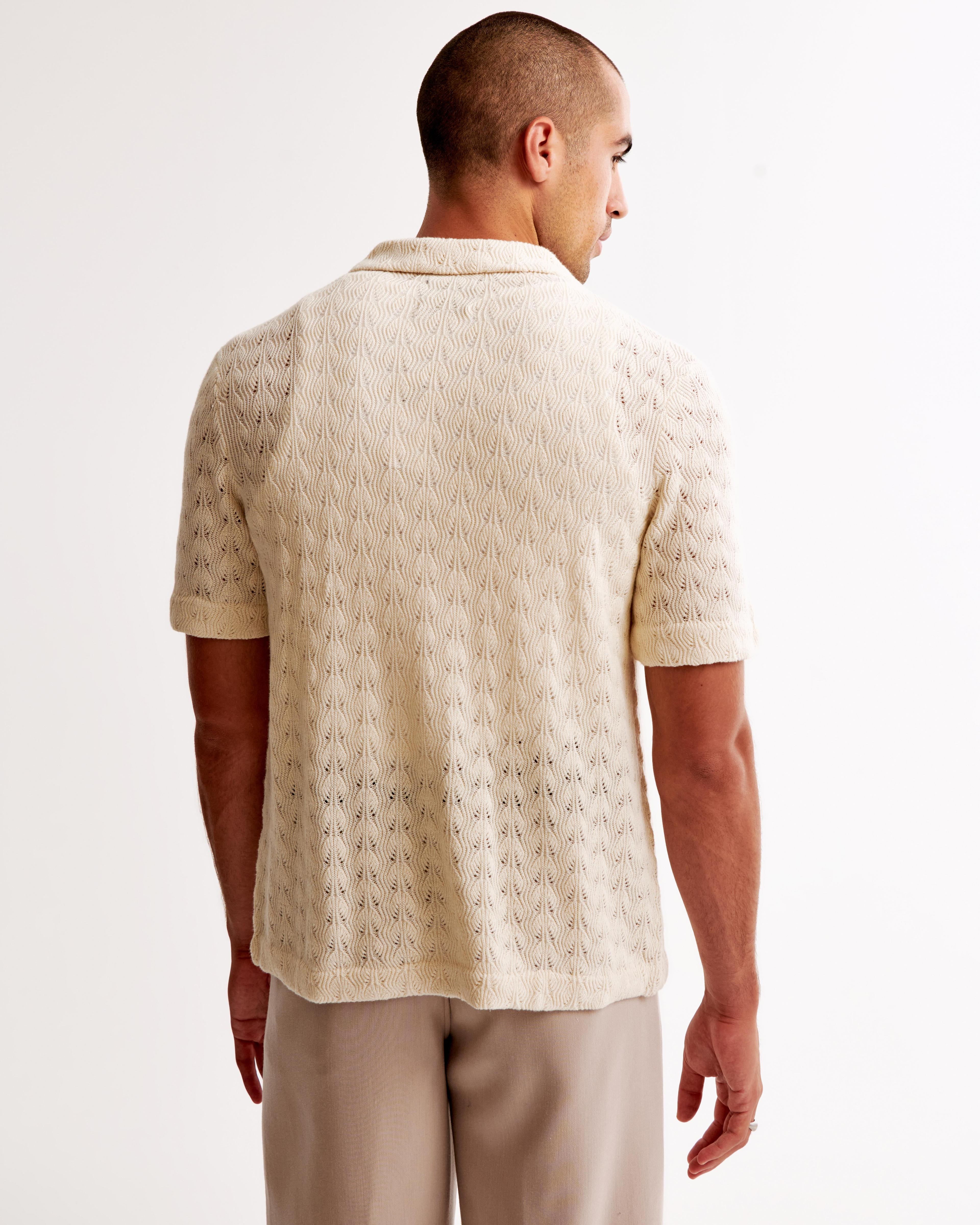 Textured Knit Button-Through Sweater Polo Product Image