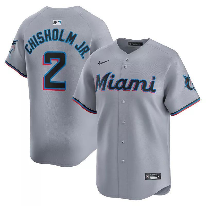 Mens Nike Gray Miami Marlins Road Limited Jersey Product Image