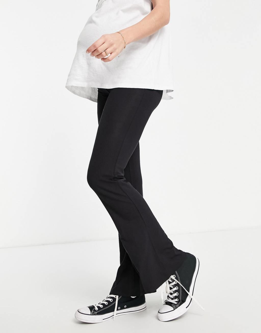 ASOS DESIGN Maternity over the bump kick flare pant in black Product Image