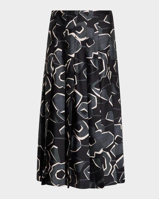 Cubist Floral-Print Pleated Midi Skirt Product Image