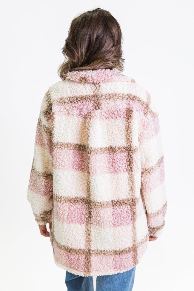 Beloved Memories Pink Plaid Sherpa Shacket Product Image