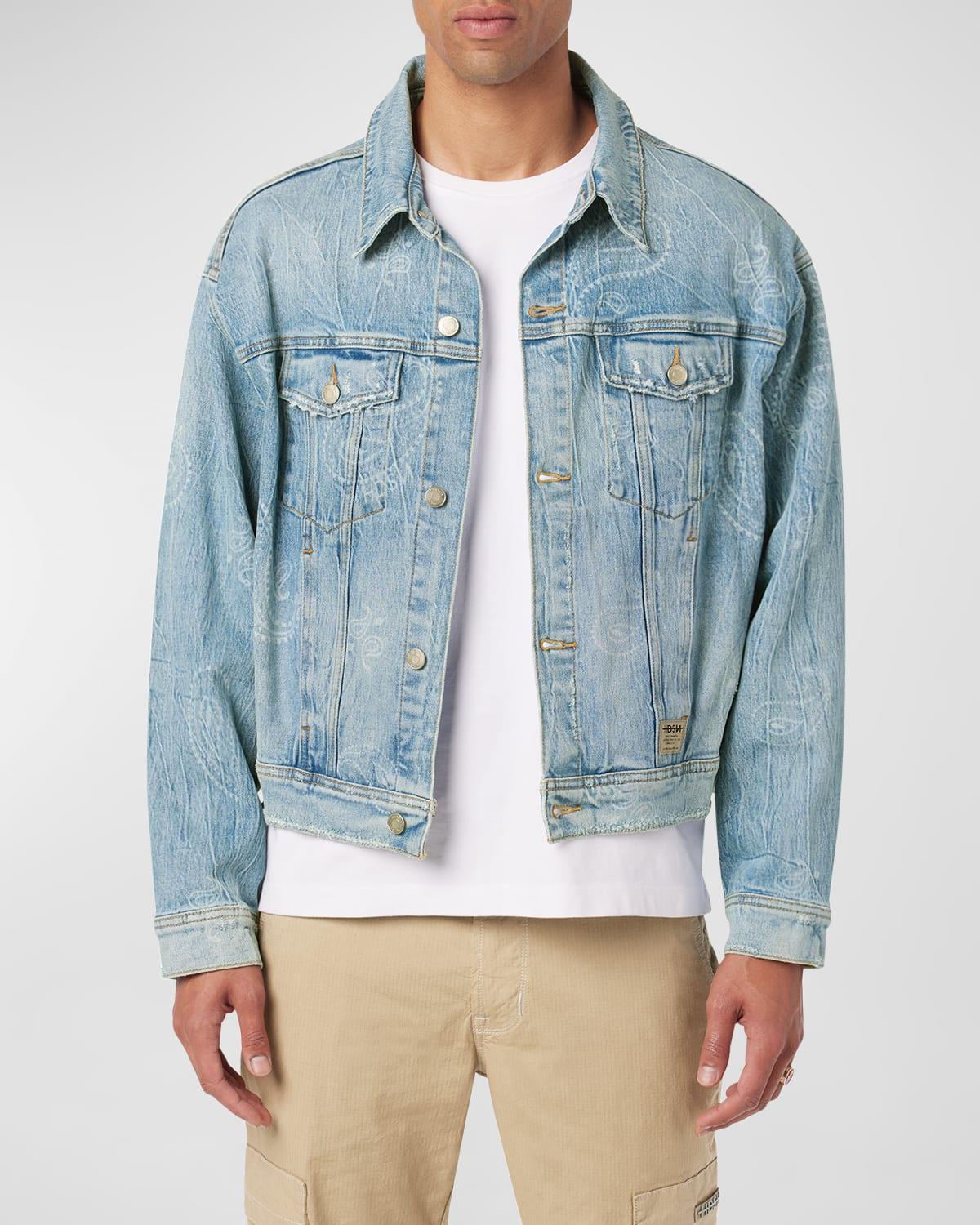 Mens Bandana Denim Trucker Jacket Product Image