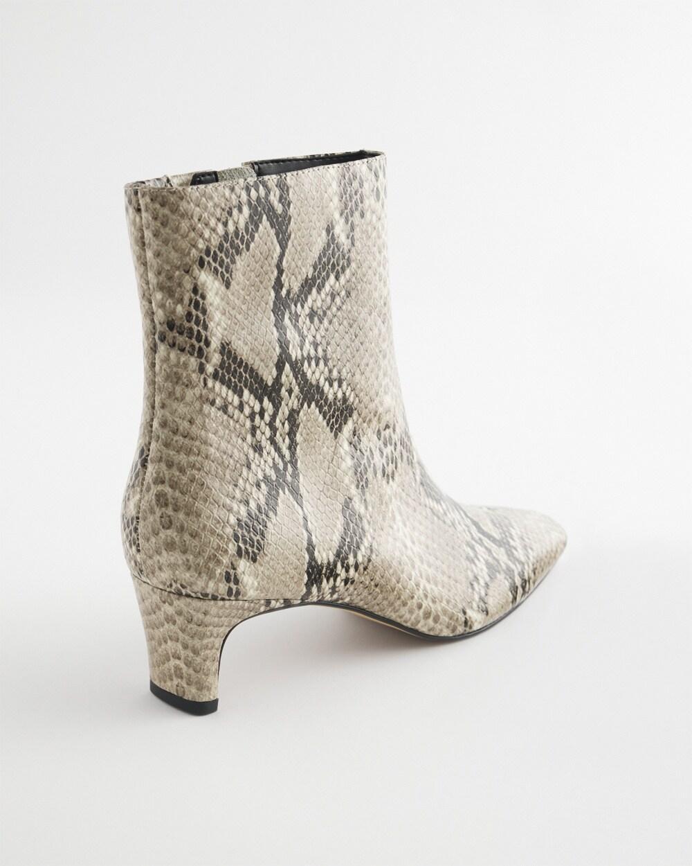 Faux Snakeskin Skinny Heel Ankle Boot Product Image