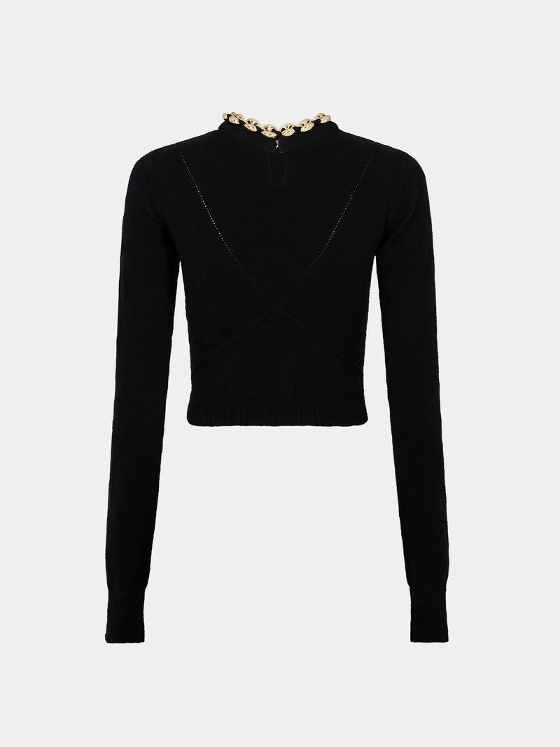 Black wool sweater with the eight chain Product Image