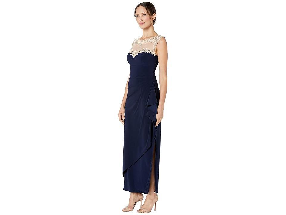 Alex Evenings Petite Long Sleeveless Dress with Sweetheart Neckline (Navy/Nude) Women's Dress Product Image