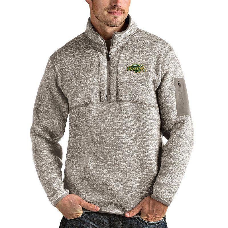 Mens Antigua Oatmeal NDSU Bison Fortune Half-Zip Pullover Jacket Product Image