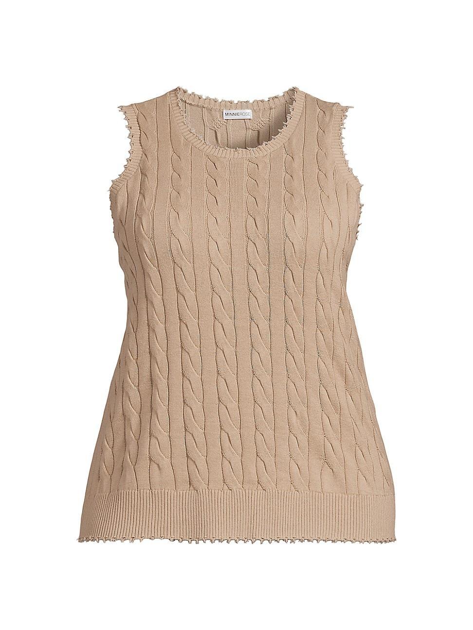 Womens Frayed Cable-Knit Sleeveless Top Product Image