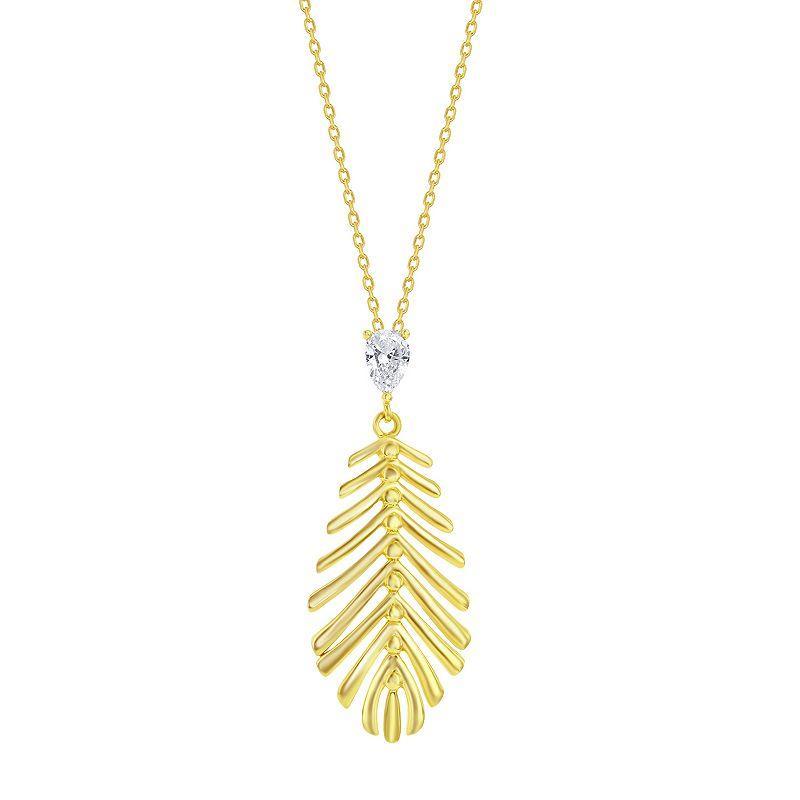 Argento Bella Sterling Silver Leaf Pendant Necklace, Womens Gold Tone Product Image