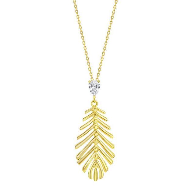 Argento Bella Sterling Silver Leaf Pendant Necklace, Womens Yellow Product Image