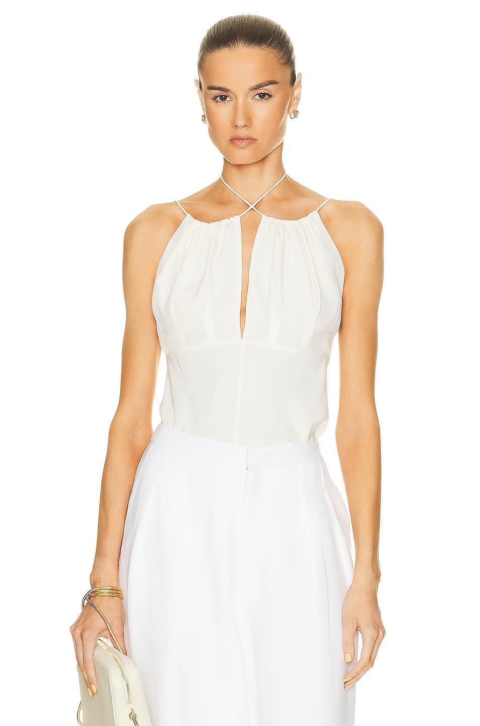 Toteme Gathered Halterneck Top in Ivory Product Image