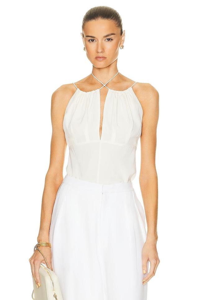 Toteme Gathered Halterneck Top in Ivory Product Image