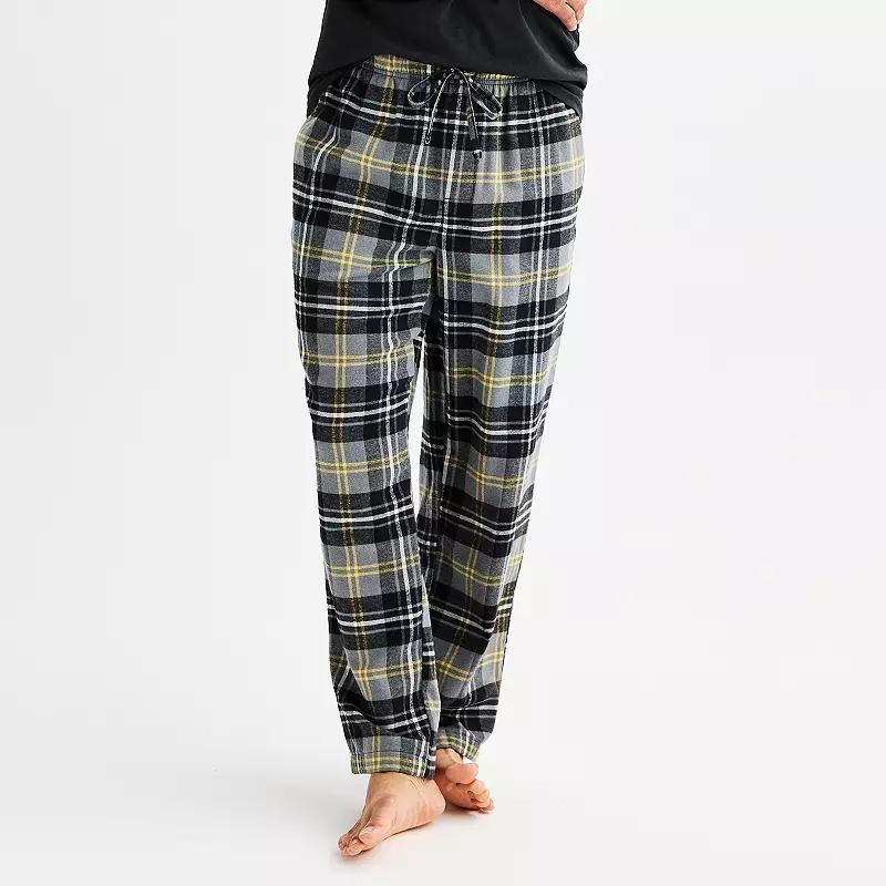 Mens Sonoma Goods For Life Flannel Drawstring Pajama Pants Iron Ore Plaid Product Image